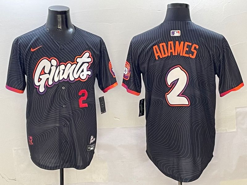 Men San Francisco Giants #2 Adames Black Second generation Joint Name Nike 2025 MLB Jersey style 5